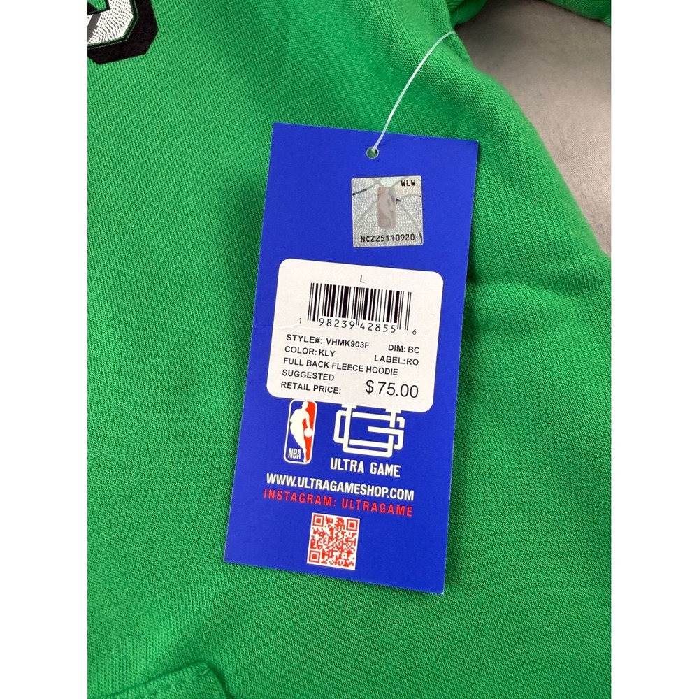 NBA Ultra Game Boston Celtics Green Fleece Hoodie Mens Large VHMK903F NWT - Picture 8 of 8